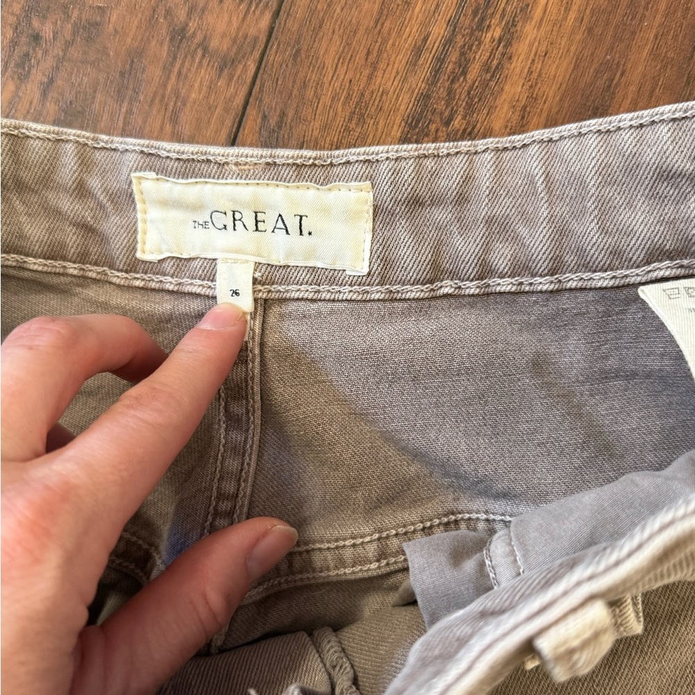 THE GREAT. the Rambler Cropped Beige Cotten stretch denim Straight Jeans | 26 - Picture 5 of 8